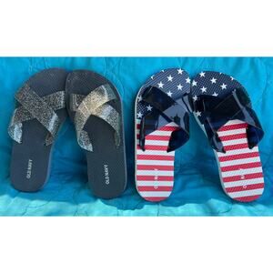 2 Pair NEW no Tags Old Navy Criss Cross Flip Flop Sandles Size 6
